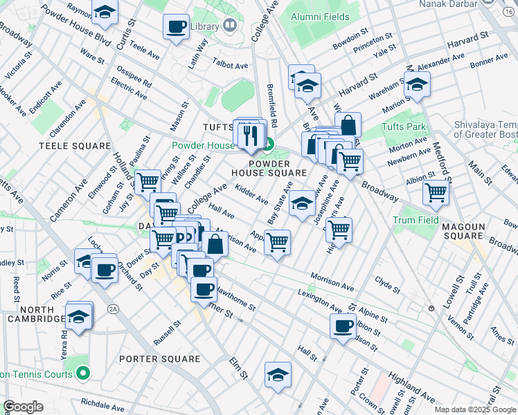 map of restaurants, bars, coffee shops, grocery stores, and more near 81 Liberty Avenue in Somerville