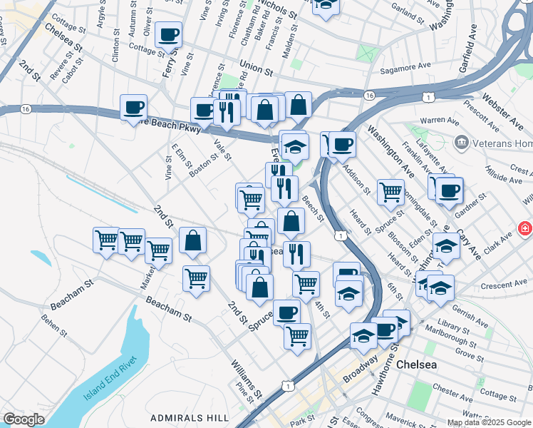 map of restaurants, bars, coffee shops, grocery stores, and more near in Chelsea