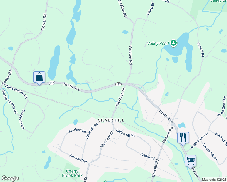 map of restaurants, bars, coffee shops, grocery stores, and more near 506 North Avenue in Weston