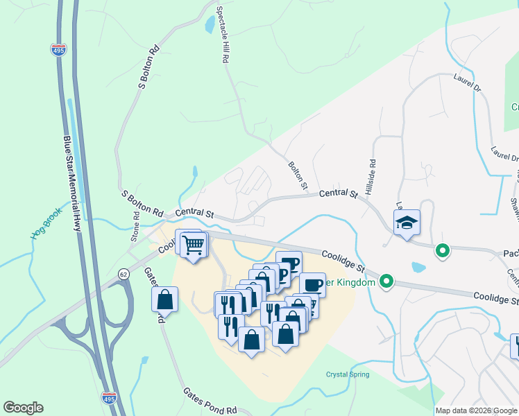 map of restaurants, bars, coffee shops, grocery stores, and more near 309 Central Street in Hudson
