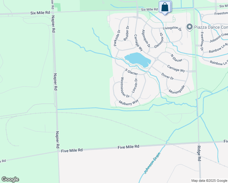 map of restaurants, bars, coffee shops, grocery stores, and more near 16347 Mulberry Way in Northville