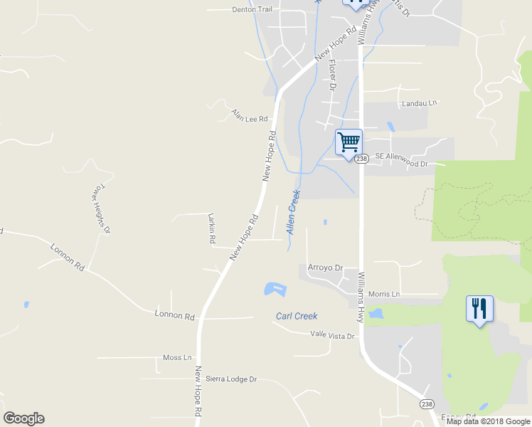 map of restaurants, bars, coffee shops, grocery stores, and more near 116 Wilmar Avenue in Grants Pass