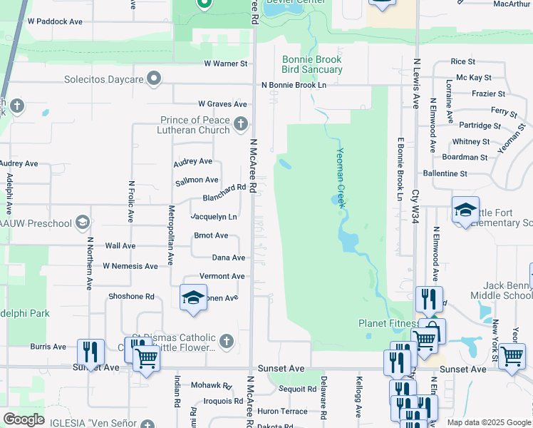 map of restaurants, bars, coffee shops, grocery stores, and more near 2543 North McAree Road in Waukegan