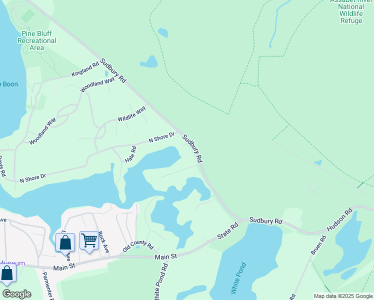 map of restaurants, bars, coffee shops, grocery stores, and more near 8 Dawes Road in Stow