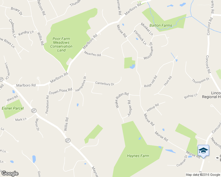 map of restaurants, bars, coffee shops, grocery stores, and more near 41 Canterbury Drive in Sudbury