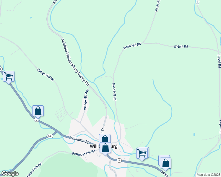 map of restaurants, bars, coffee shops, grocery stores, and more near 29 Nash Hill Road in Williamsburg