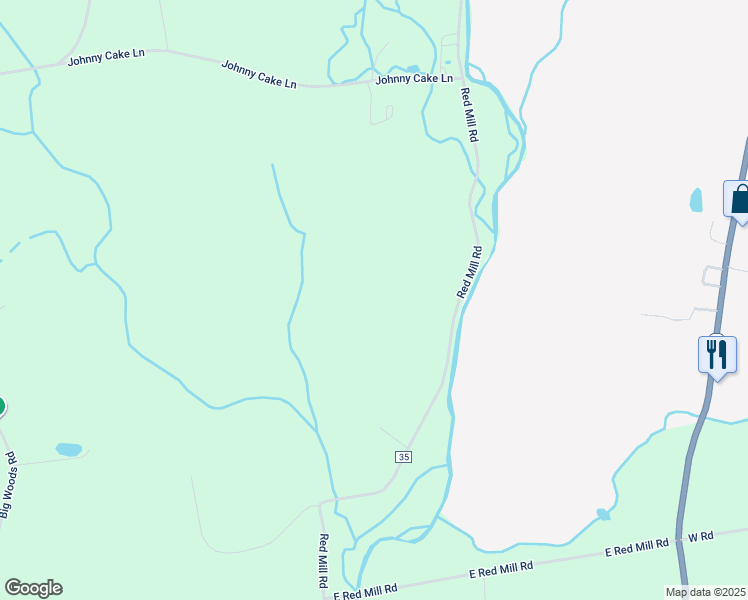 map of restaurants, bars, coffee shops, grocery stores, and more near Red Mill Road in Greenville