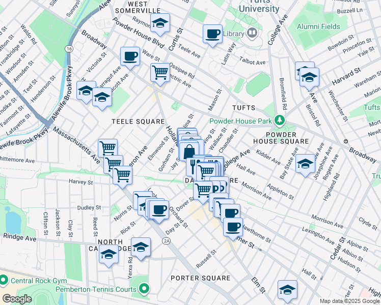 map of restaurants, bars, coffee shops, grocery stores, and more near 20 Stephenson Aman Street in Somerville