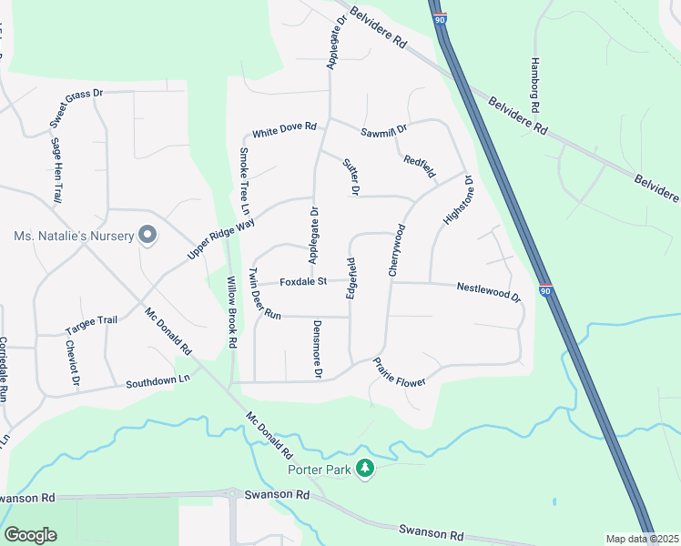 map of restaurants, bars, coffee shops, grocery stores, and more near 9509 Edgefield in Roscoe