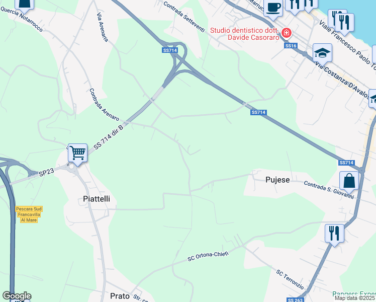 map of restaurants, bars, coffee shops, grocery stores, and more near 7 Contrada Arenaro in Chieti