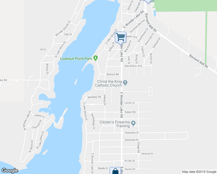 map of restaurants, bars, coffee shops, grocery stores, and more near 5007 Saint Josephs Court in Wonder Lake