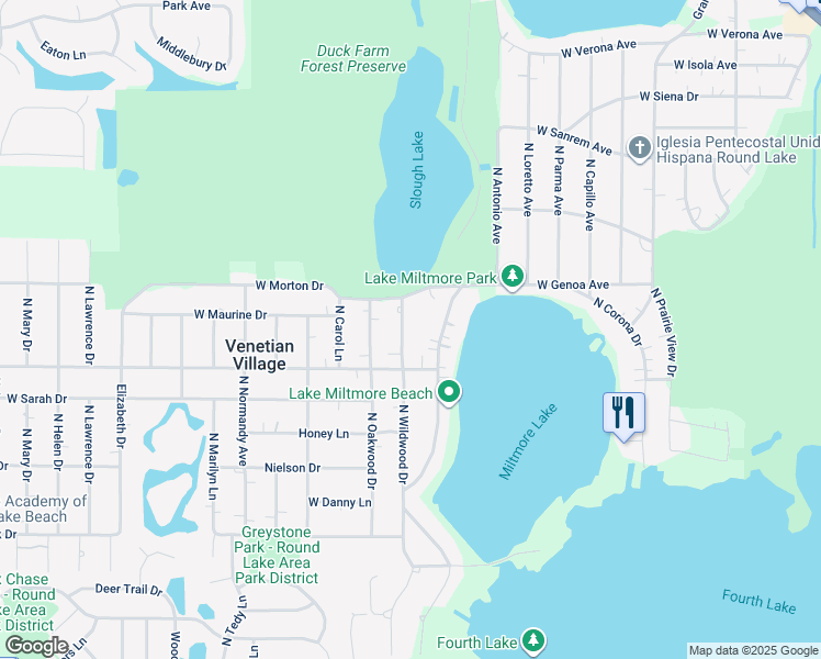 map of restaurants, bars, coffee shops, grocery stores, and more near 36917 North Wildwood Drive in Lake Villa