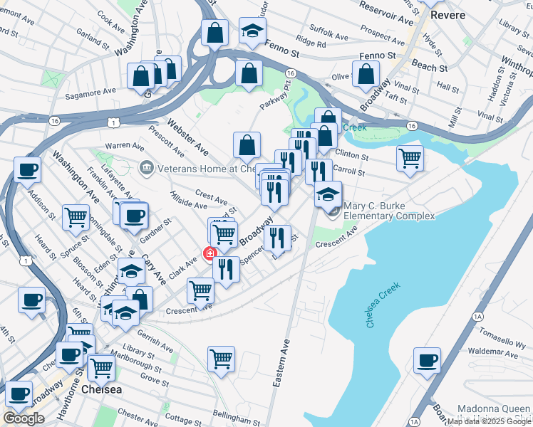 map of restaurants, bars, coffee shops, grocery stores, and more near 864 Broadway in Chelsea