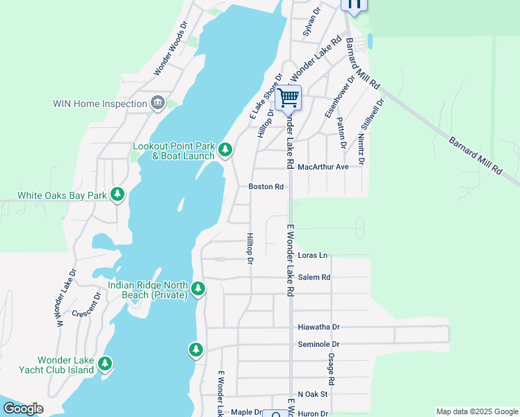 map of restaurants, bars, coffee shops, grocery stores, and more near 5007 Saint Josephs Court in Wonder Lake