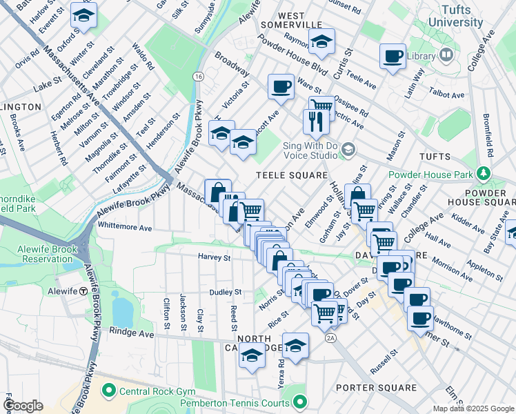 map of restaurants, bars, coffee shops, grocery stores, and more near 3 Gold Star Road Court in Cambridge