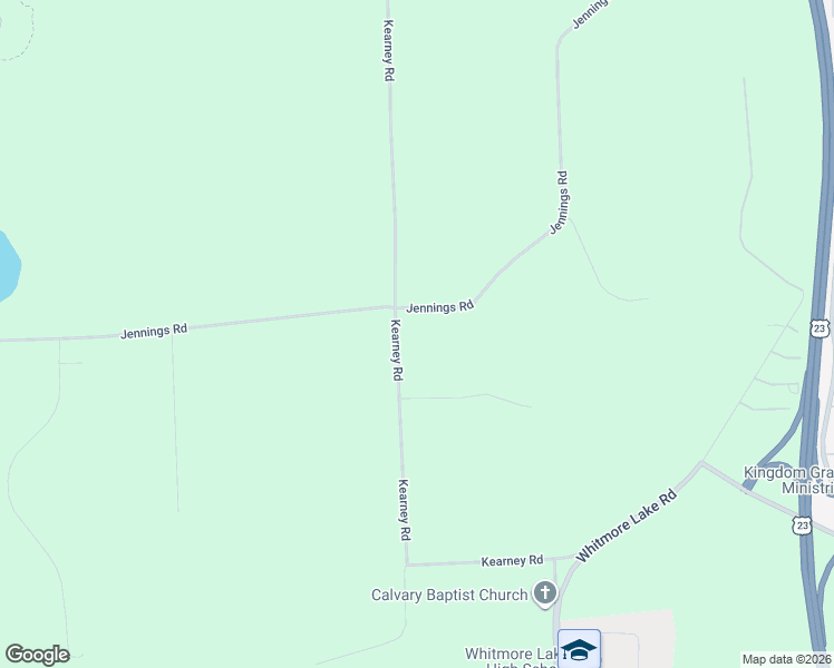 map of restaurants, bars, coffee shops, grocery stores, and more near 7996 Kearney Road in Whitmore Lake