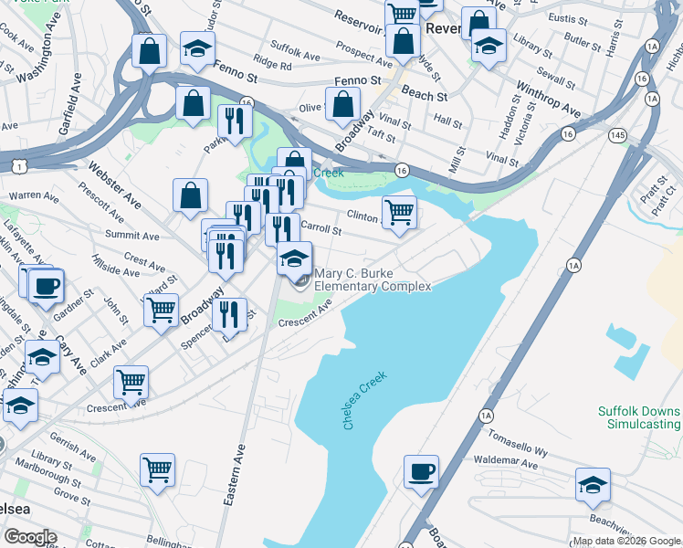 map of restaurants, bars, coffee shops, grocery stores, and more near 31 Hooper Street in Chelsea