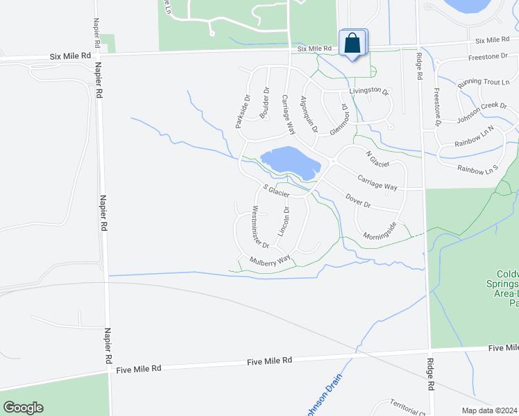 map of restaurants, bars, coffee shops, grocery stores, and more near 50324 Cressnut Court in Northville