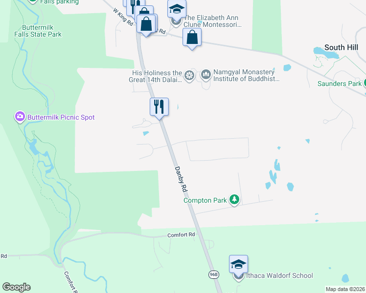 map of restaurants, bars, coffee shops, grocery stores, and more near 101 Larisa Lane in Ithaca