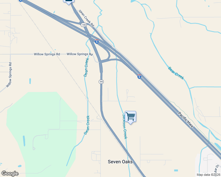 map of restaurants, bars, coffee shops, grocery stores, and more near 5726 Drake Avenue in Central Point