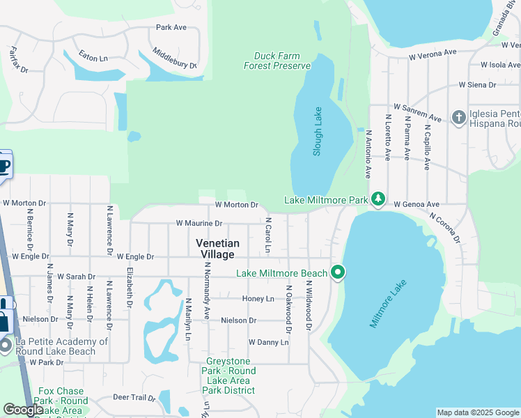 map of restaurants, bars, coffee shops, grocery stores, and more near 21339 West Morton Drive in Lake Villa
