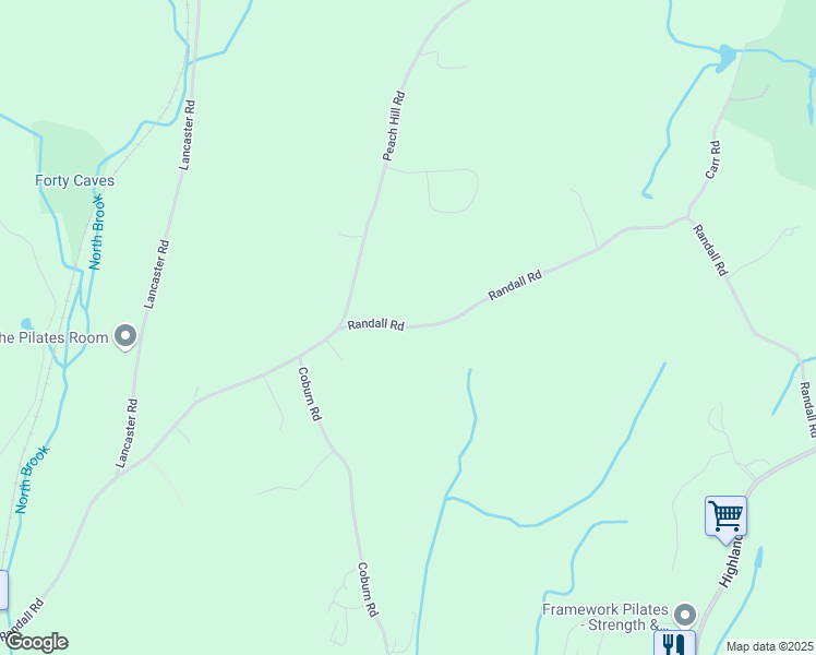 map of restaurants, bars, coffee shops, grocery stores, and more near Randall Road in Berlin