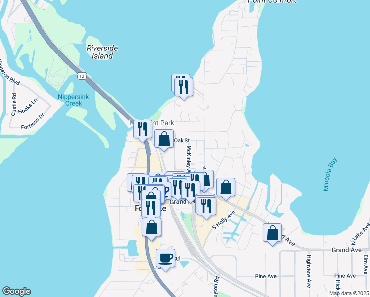 map of restaurants, bars, coffee shops, grocery stores, and more near 52 McKinley Avenue in Fox Lake