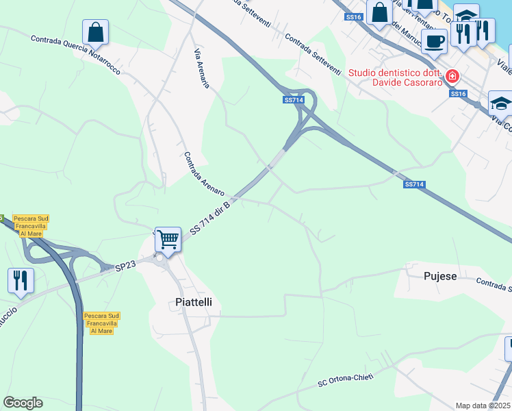 map of restaurants, bars, coffee shops, grocery stores, and more near 7 Contrada Arenaro in Provincia di Chieti