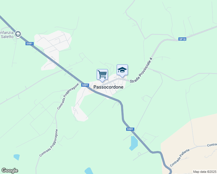map of restaurants, bars, coffee shops, grocery stores, and more near in Passocordone