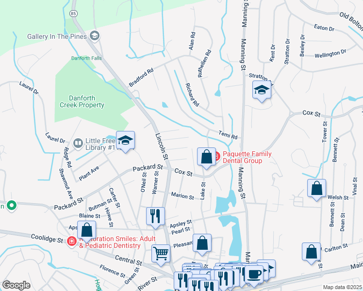 map of restaurants, bars, coffee shops, grocery stores, and more near 7 1st Street in Hudson