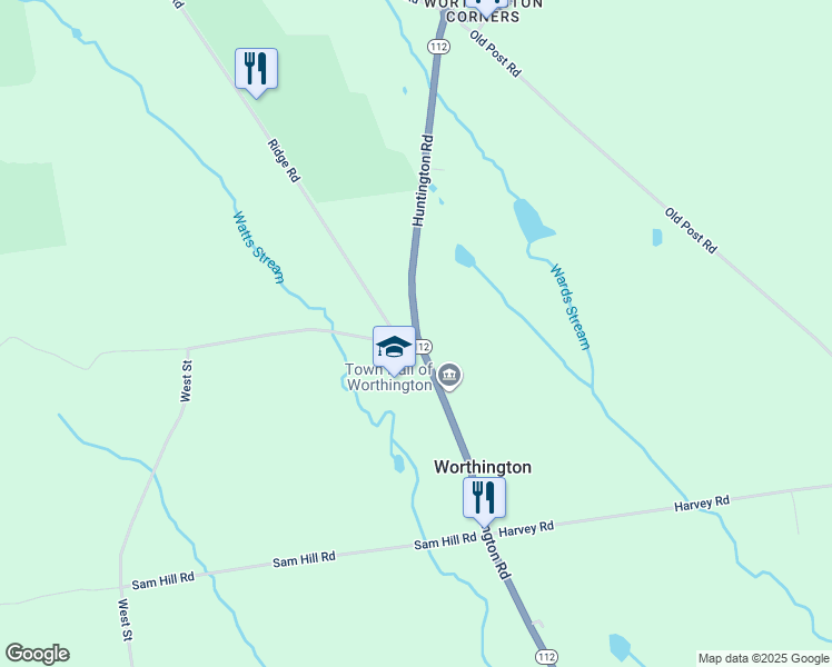 map of restaurants, bars, coffee shops, grocery stores, and more near 147 Huntington Road in Worthington