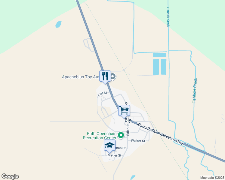 map of restaurants, bars, coffee shops, grocery stores, and more near 6110 Gany Hoe in Bly
