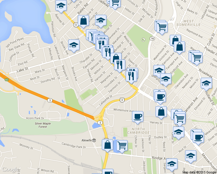 map of restaurants, bars, coffee shops, grocery stores, and more near 58 Fairmont Street in Arlington