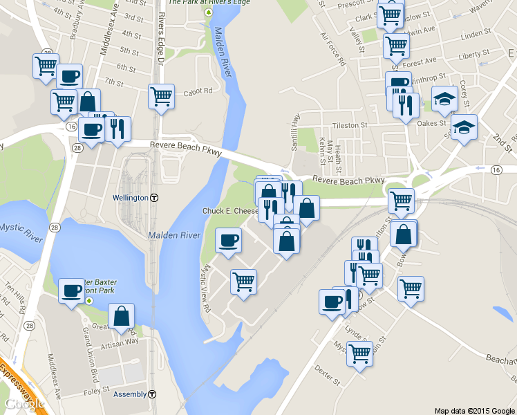 map of restaurants, bars, coffee shops, grocery stores, and more near 27 Mystic View Rd in Everett