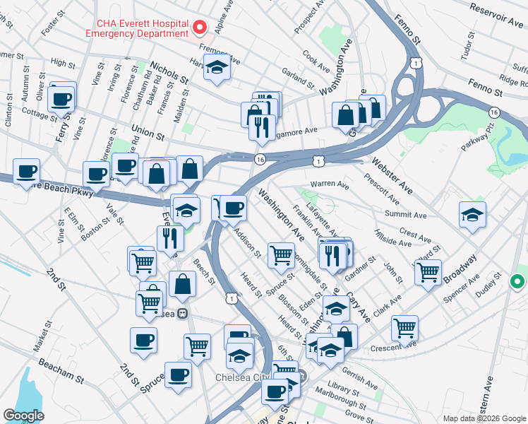 map of restaurants, bars, coffee shops, grocery stores, and more near 141 Bloomingdale Street in Chelsea