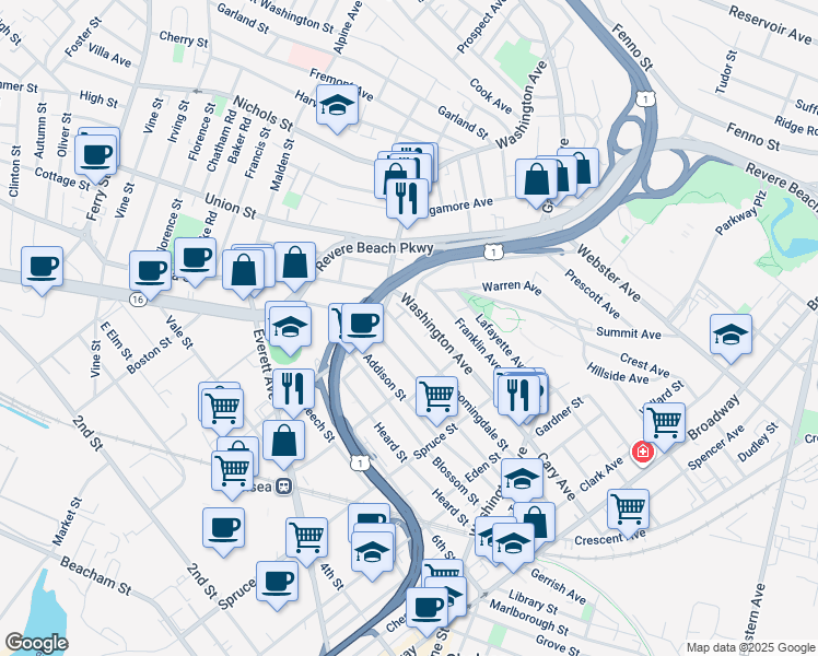 map of restaurants, bars, coffee shops, grocery stores, and more near in Chelsea