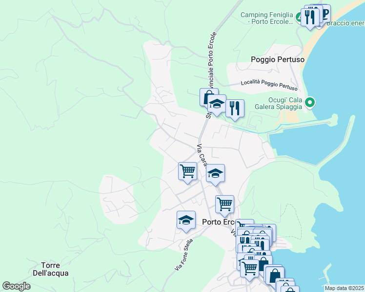 map of restaurants, bars, coffee shops, grocery stores, and more near 12 Piazzale Rosa dei Venti in Provincia di Grosseto