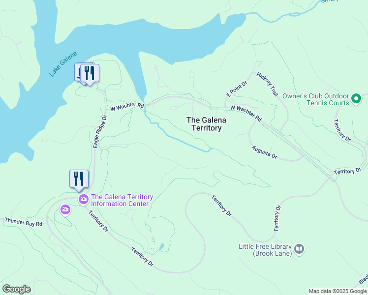 map of restaurants, bars, coffee shops, grocery stores, and more near 121 Walnut Hill Drive in Galena