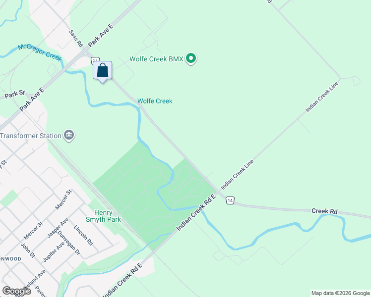 map of restaurants, bars, coffee shops, grocery stores, and more near 22735 Creek Road in Chatham-Kent