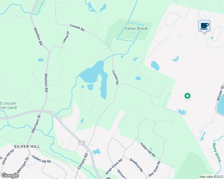 map of restaurants, bars, coffee shops, grocery stores, and more near 109 Conant Road in Lincoln