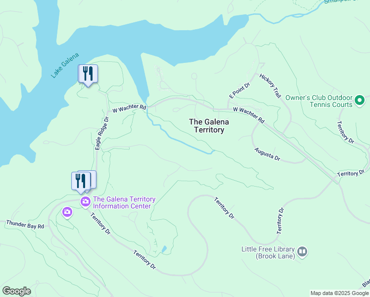 map of restaurants, bars, coffee shops, grocery stores, and more near 121 Walnut Hill Drive in Galena