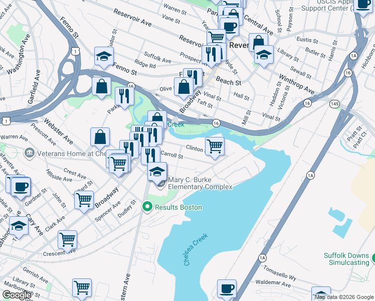 map of restaurants, bars, coffee shops, grocery stores, and more near 68 Clinton Street in Chelsea