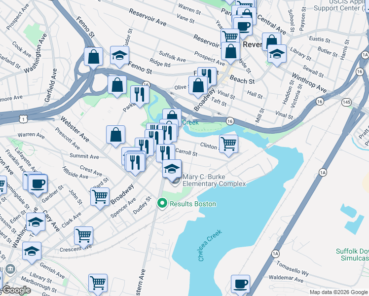 map of restaurants, bars, coffee shops, grocery stores, and more near 35 Clinton Street in Chelsea