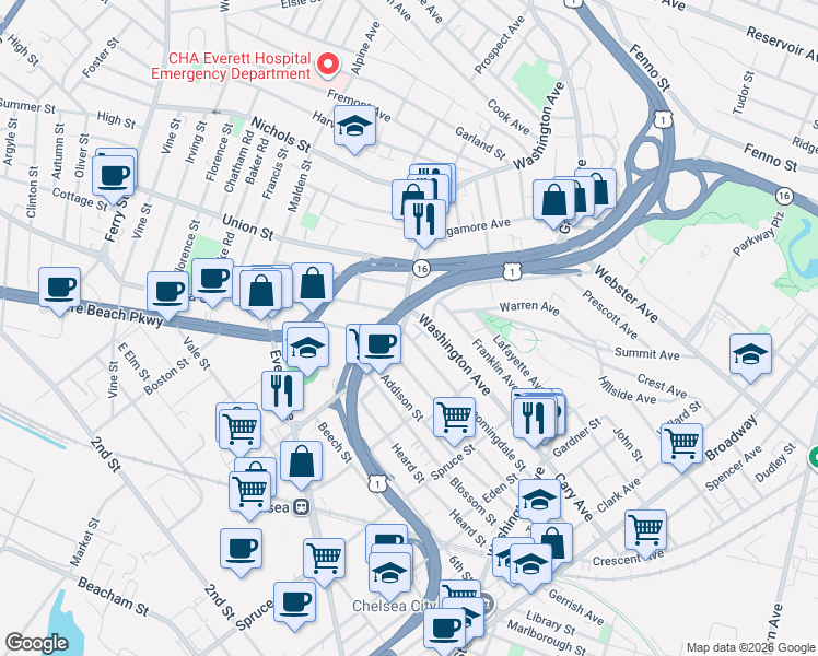map of restaurants, bars, coffee shops, grocery stores, and more near in Chelsea