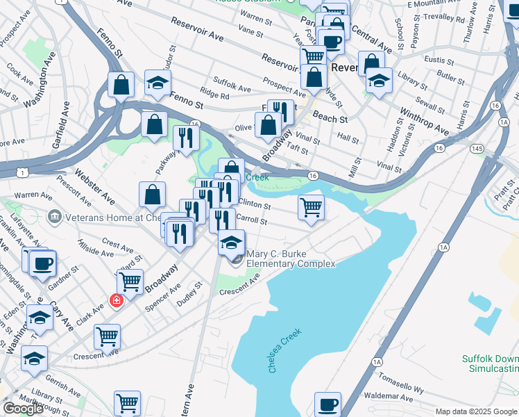 map of restaurants, bars, coffee shops, grocery stores, and more near 35 Clinton Street in Chelsea