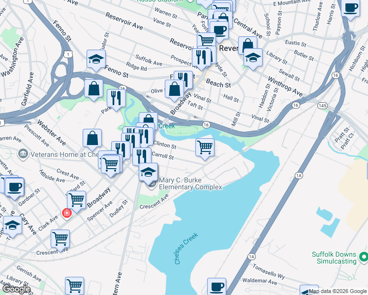 map of restaurants, bars, coffee shops, grocery stores, and more near 68 Clinton Street in Chelsea
