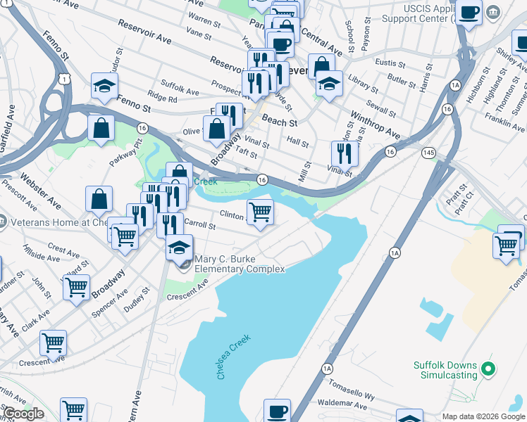 map of restaurants, bars, coffee shops, grocery stores, and more near 6 Lisa Lane in Chelsea