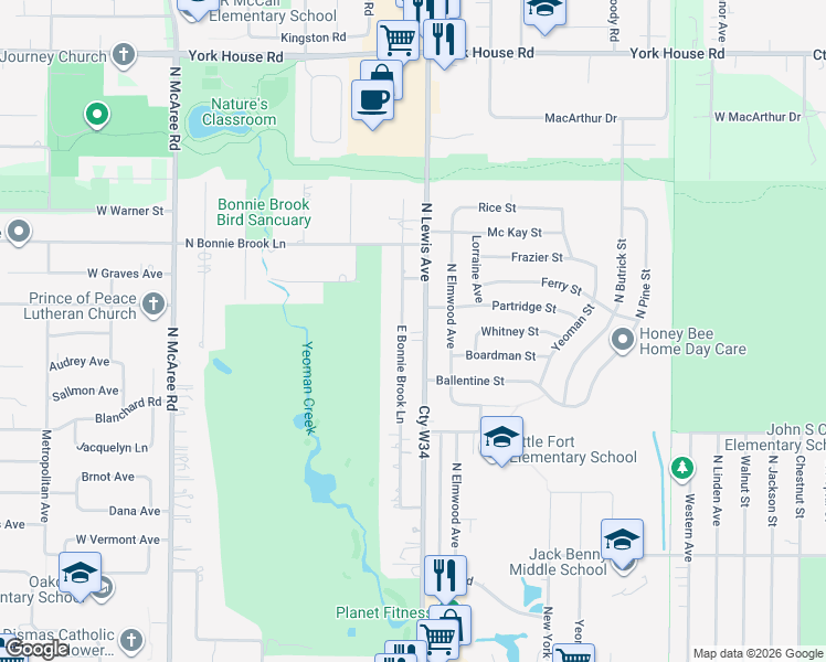 map of restaurants, bars, coffee shops, grocery stores, and more near 2725 North Lewis Avenue in Waukegan
