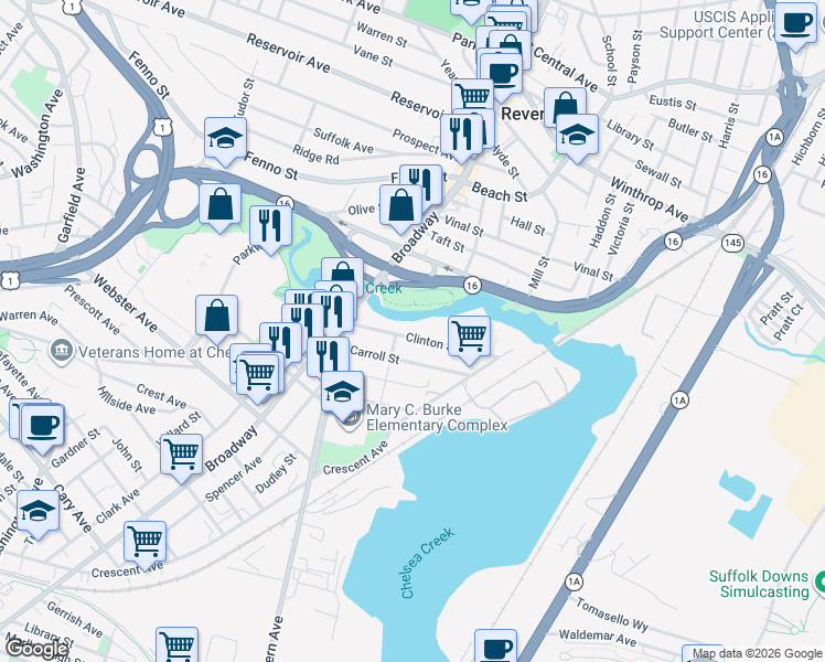 map of restaurants, bars, coffee shops, grocery stores, and more near 68 Clinton Street in Chelsea