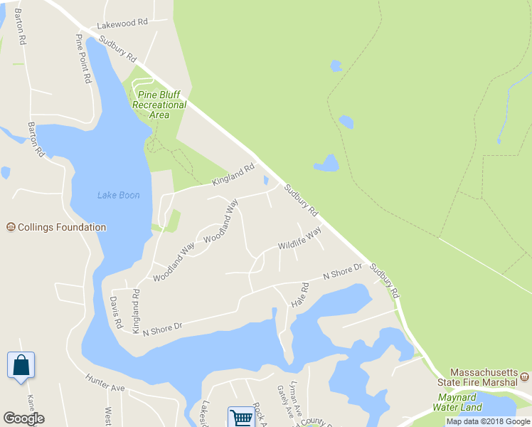 map of restaurants, bars, coffee shops, grocery stores, and more near 11 Blueberry Court in Stow